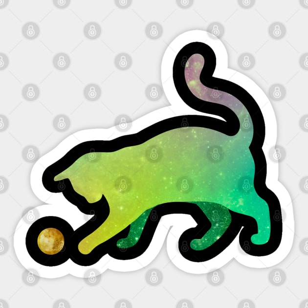 green sky cat pay with planet Sticker by famatrix